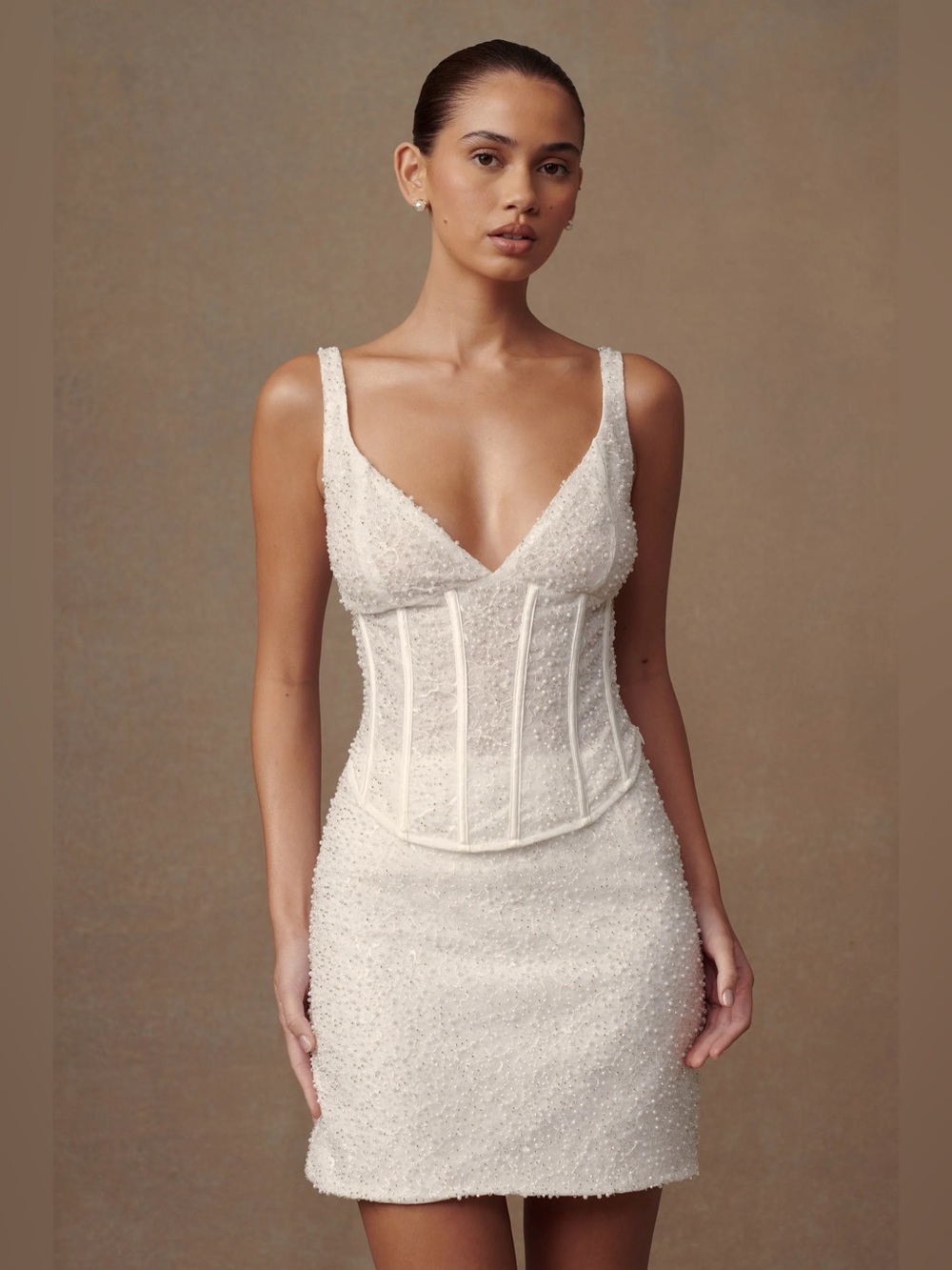 NWT Meshki Elsie Pearl Beaded Bustier Top
